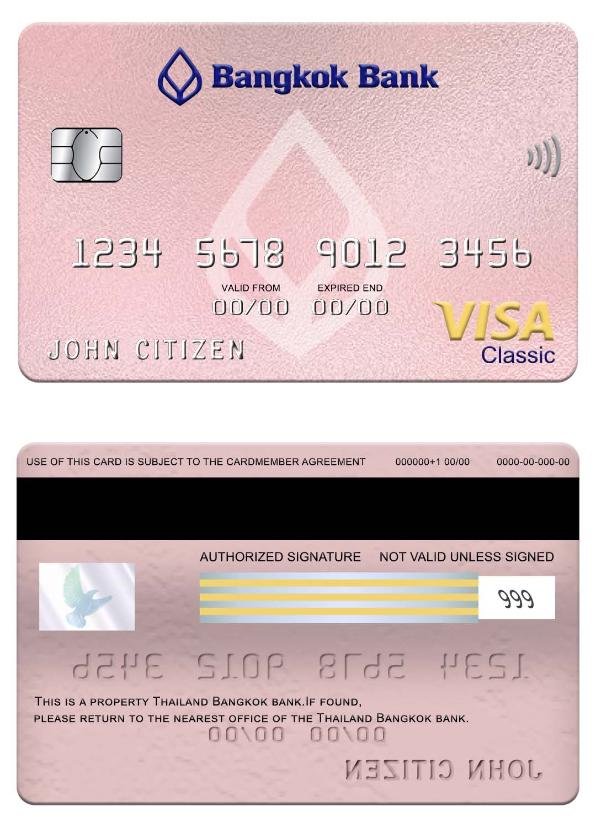 Thailand Bangkok bank visa classic card